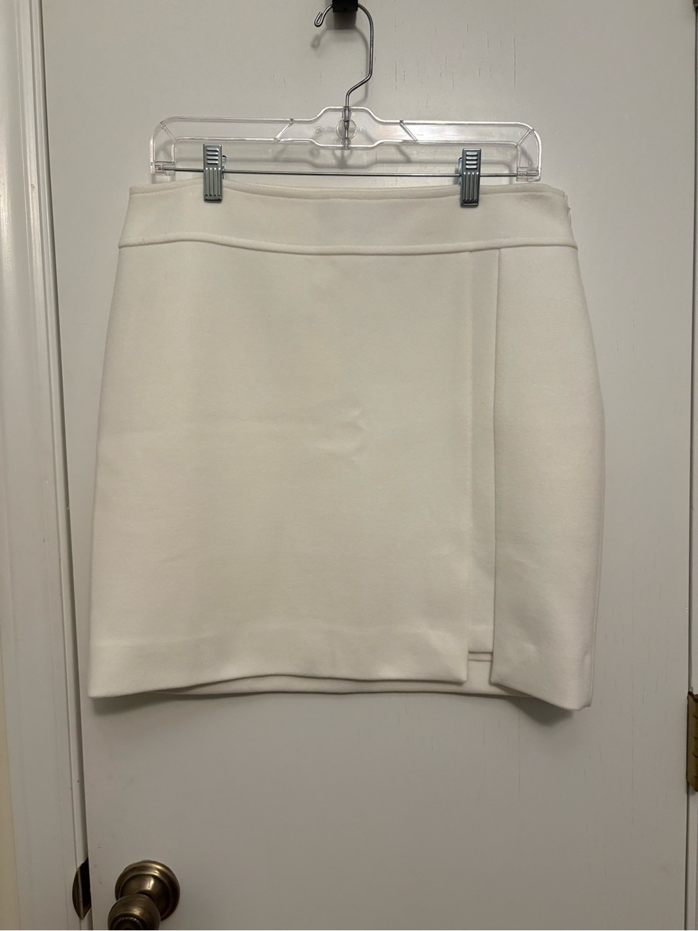 WHBM Women's Cream Mini Skirt - Wrap Front Style with side Zip.